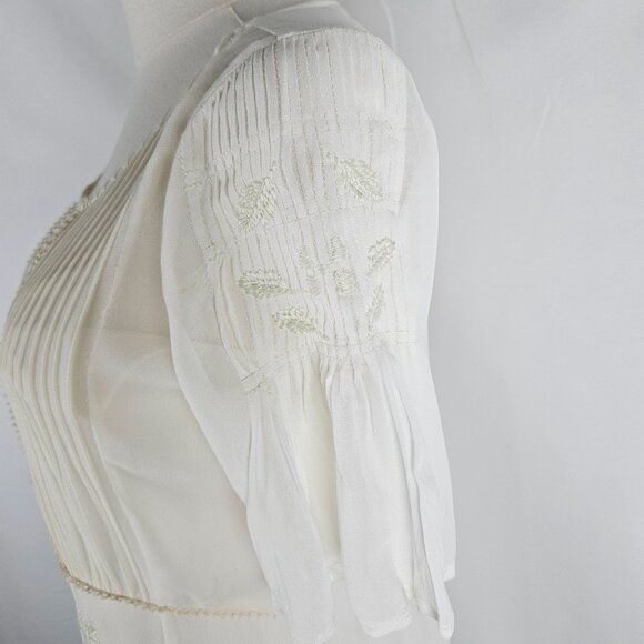 Sundance White Embroidered Dress XS Cream Boho Feminine Peasant NWOT - Picture 6 of 12